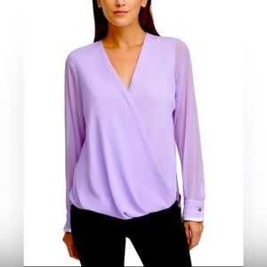 DKNY Chiffon Surplice Blouson Top, size S